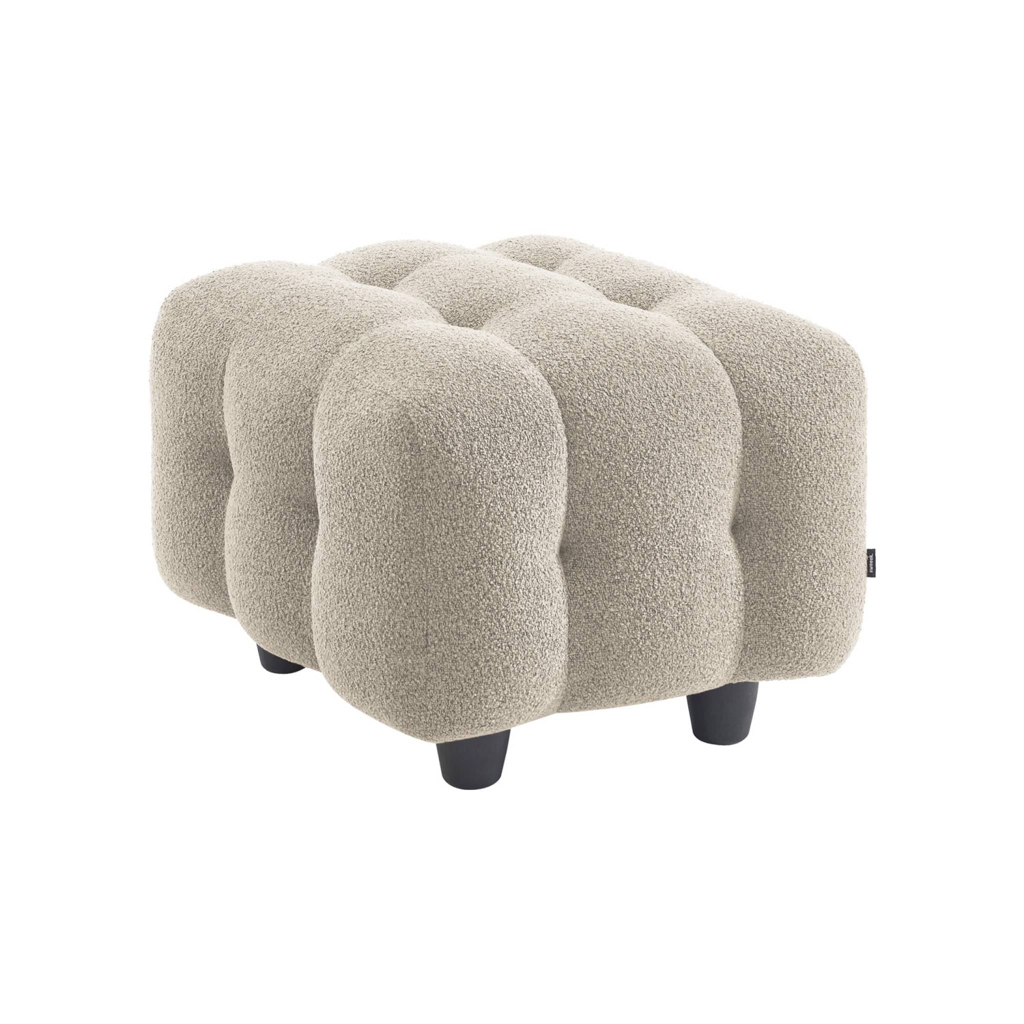 Pouf, poggiapiedi bouclé strutturata per divano a 2 posti, beige