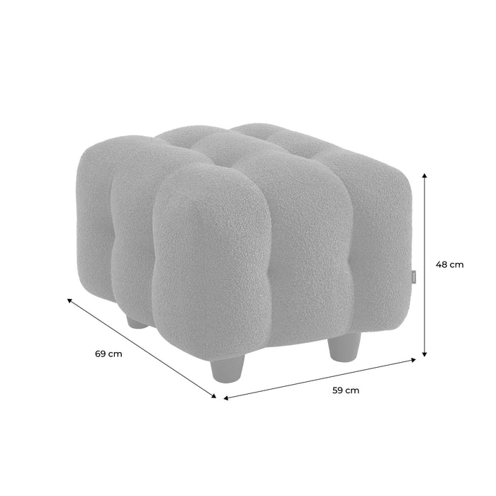 Pouf, poggiapiedi bouclé strutturata per divano a 2 posti, beige