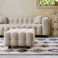 Pouf, poggiapiedi per divano 3 posti leon bouclette strutturato, beige