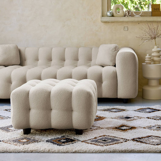 Pouf, poggiapiedi per divano 3 posti leon bouclette strutturato, beige