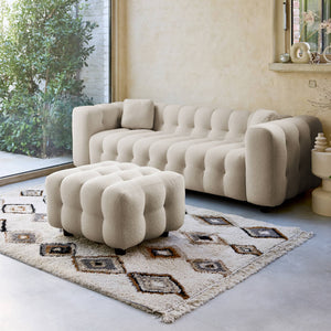 Pouf, poggiapiedi per divano 3 posti leon bouclette strutturato, beige