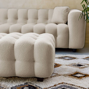 Pouf, poggiapiedi per divano 3 posti leon bouclette strutturato, beige