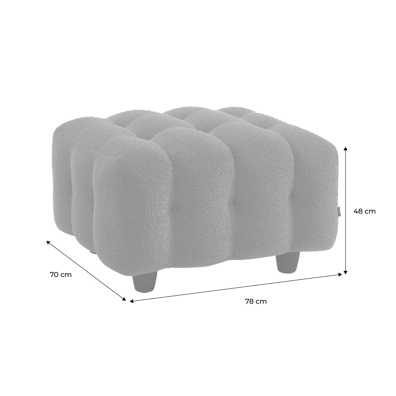 Pouf, poggiapiedi per divano 3 posti leon bouclette strutturato, beige