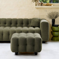 Pouf, poggiapiedi per divano 3 posti leon bouclette strutturato, verde