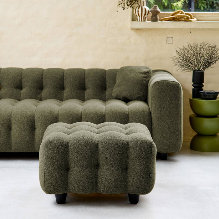 Pouf, poggiapiedi per divano 3 posti leon bouclette strutturato, verde