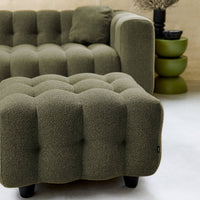 Pouf, poggiapiedi per divano 3 posti leon bouclette strutturato, verde