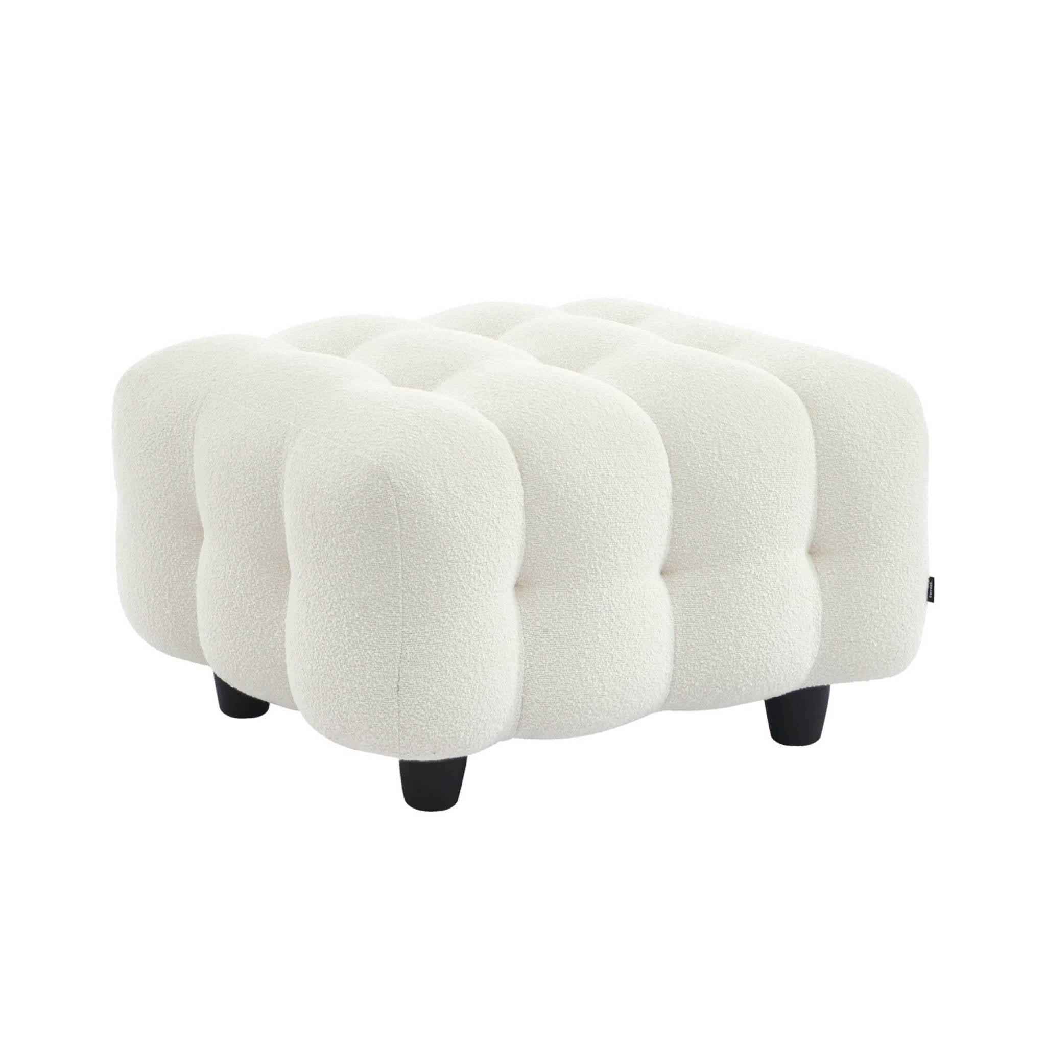 Pouf, poggiapiedi per divano 3 posti leon bouclette strutturato, crema