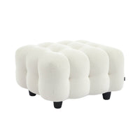 Pouf, poggiapiedi per divano 3 posti leon bouclette strutturato, crema