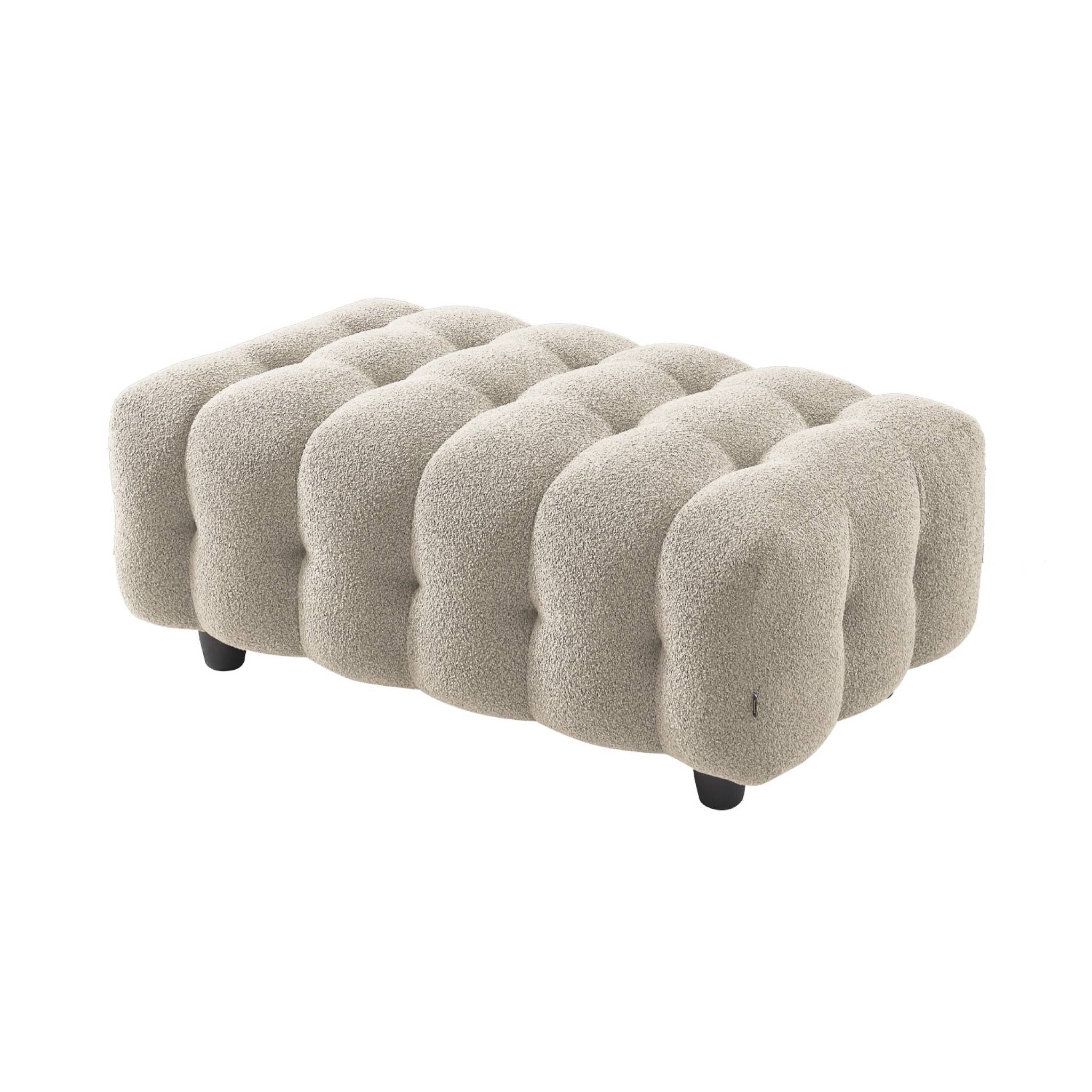 Pouf, poggiapiedi per divano 3 posti leon bouclé testurizzato, beige