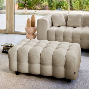 Pouf, poggiapiedi per divano 3 posti leon bouclé testurizzato, beige