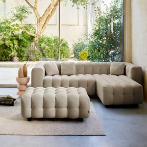 Pouf, poggiapiedi per divano 3 posti leon bouclé testurizzato, beige