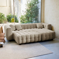 Pouf, poggiapiedi per divano 3 posti leon bouclé testurizzato, beige