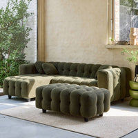 Pouf, poggiapiedi per divano 3 posti leon bouclé testurizzato, verde