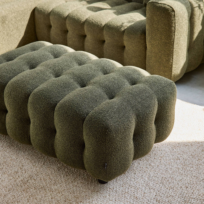 Pouf, poggiapiedi per divano 3 posti leon bouclé testurizzato, verde