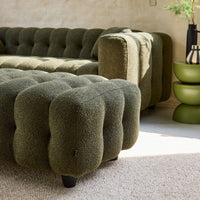 Pouf, poggiapiedi per divano 3 posti leon bouclé testurizzato, verde