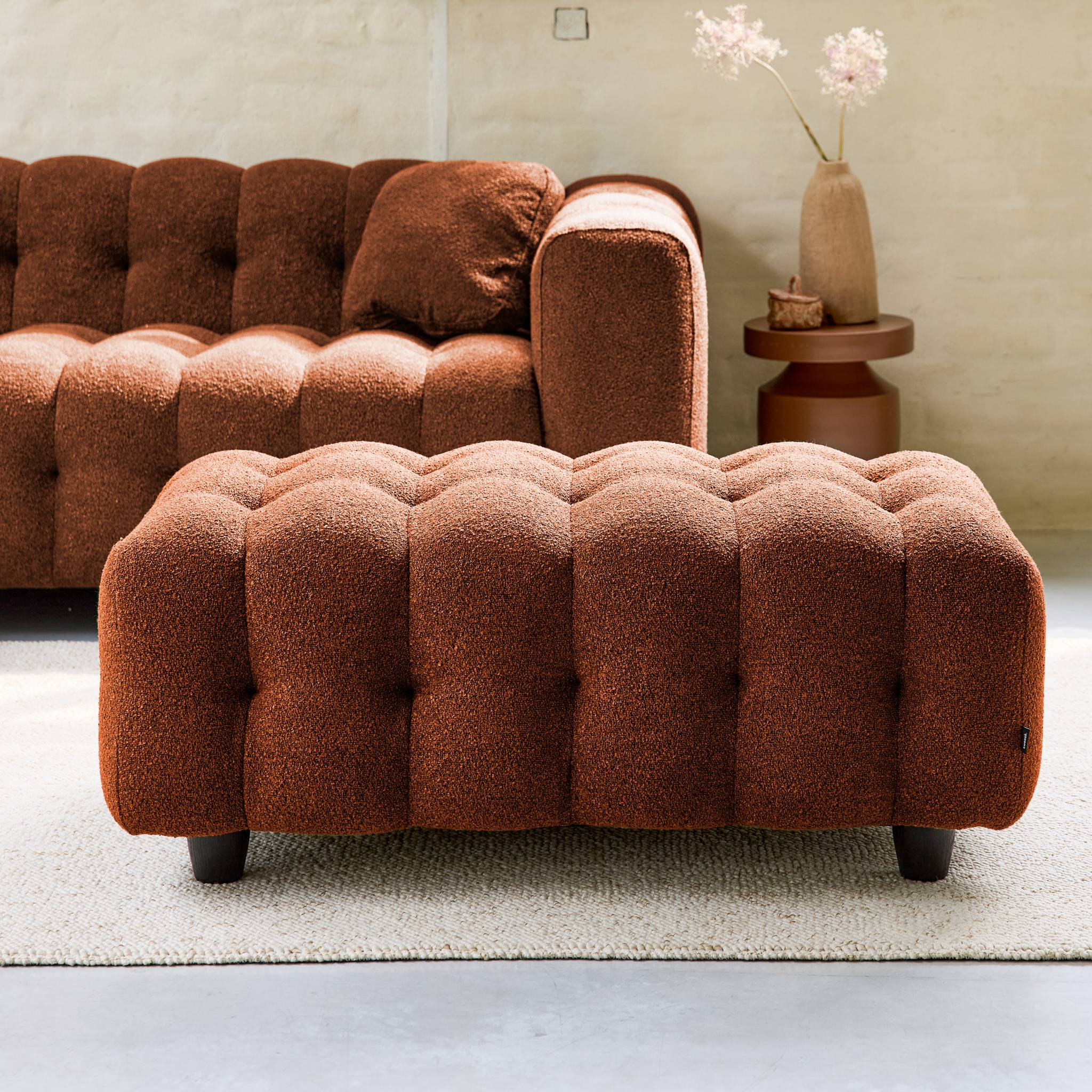 Pouf, poggiapiedi per divano 3 posti leon bouclé testurizzato,