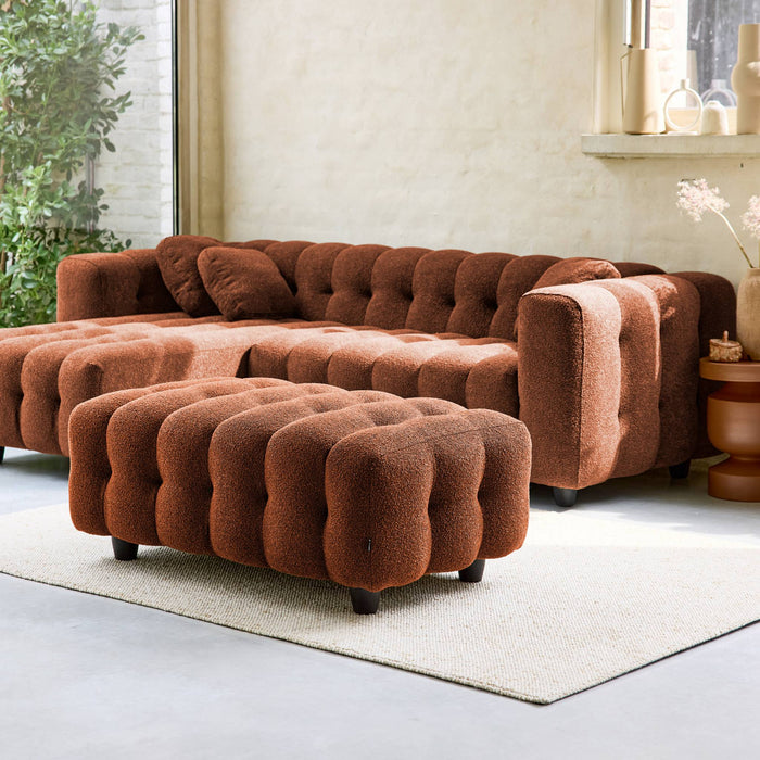 Pouf, poggiapiedi per divano 3 posti leon bouclé testurizzato,