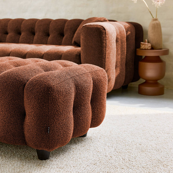 Pouf, poggiapiedi per divano 3 posti leon bouclé testurizzato,