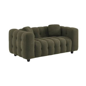 Divano a 2 posti, rivestito in tessuto bouclé testurizzato, kaki