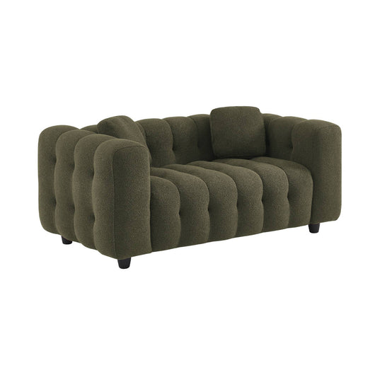 Divano a 2 posti, rivestito in tessuto bouclé testurizzato, kaki