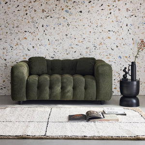Divano a 2 posti, rivestito in tessuto bouclé testurizzato, kaki