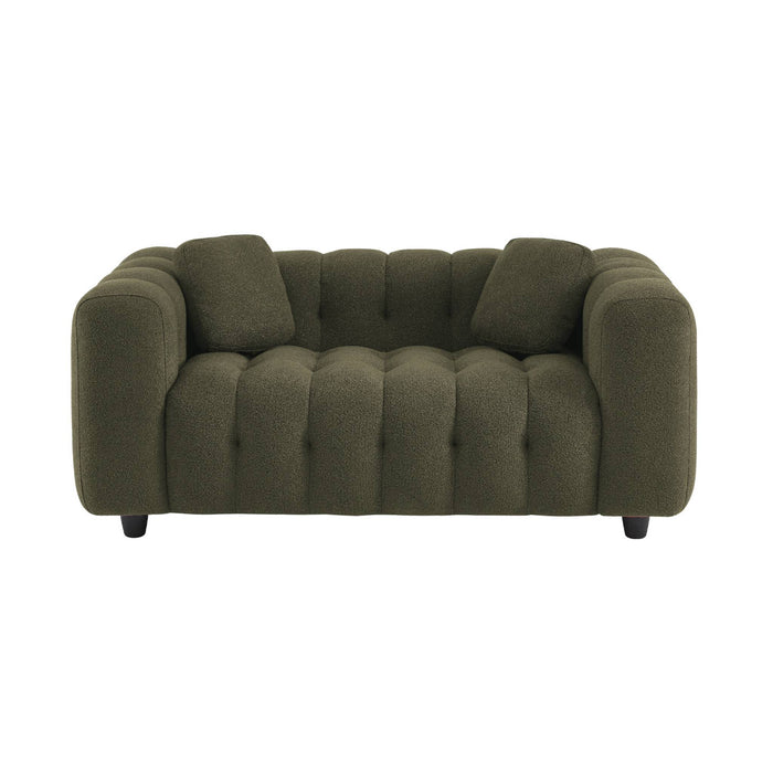 Divano a 2 posti, rivestito in tessuto bouclé testurizzato, kaki