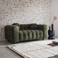 Divano a 2 posti, rivestito in tessuto bouclé testurizzato, kaki