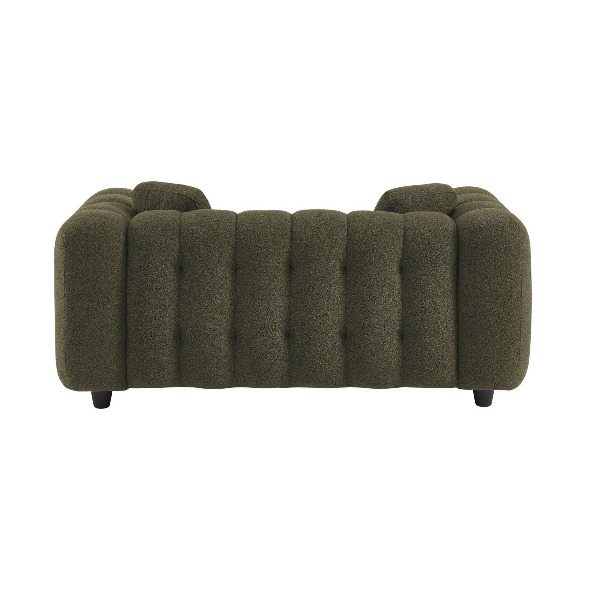 Divano a 2 posti, rivestito in tessuto bouclé testurizzato, kaki