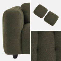 Divano a 2 posti, rivestito in tessuto bouclé testurizzato, kaki