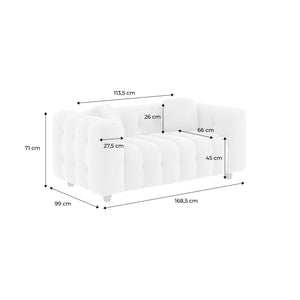 Divano a 2 posti, rivestito in tessuto bouclé testurizzato, kaki