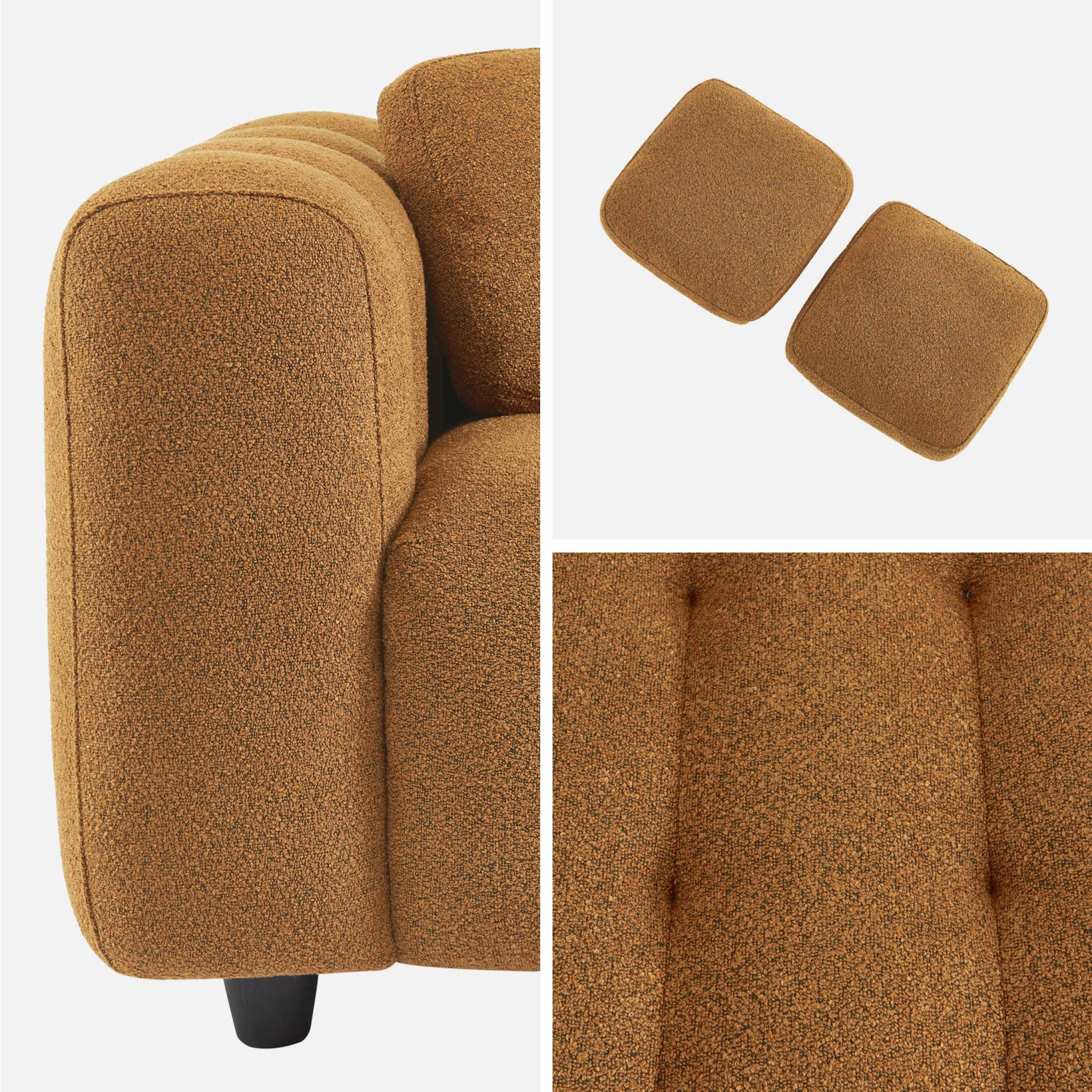 Divano a 2 posti, rivestito in tessuto bouclé testurizzato, mostarda