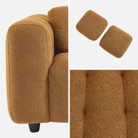 Divano a 2 posti, rivestito in tessuto bouclé testurizzato, mostarda