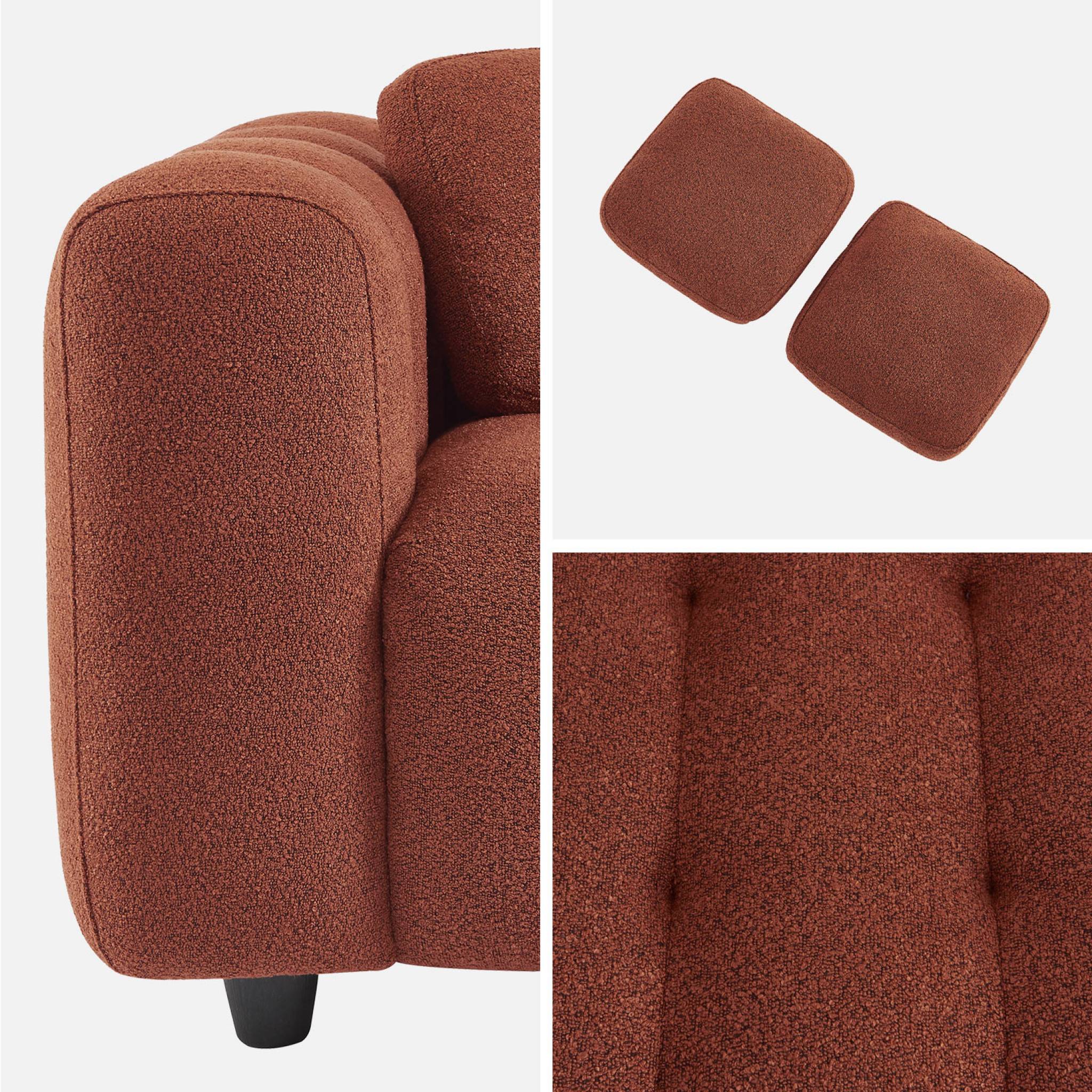 Divano a 2 posti, rivestito in tessuto bouclé testurizzato, terracotta