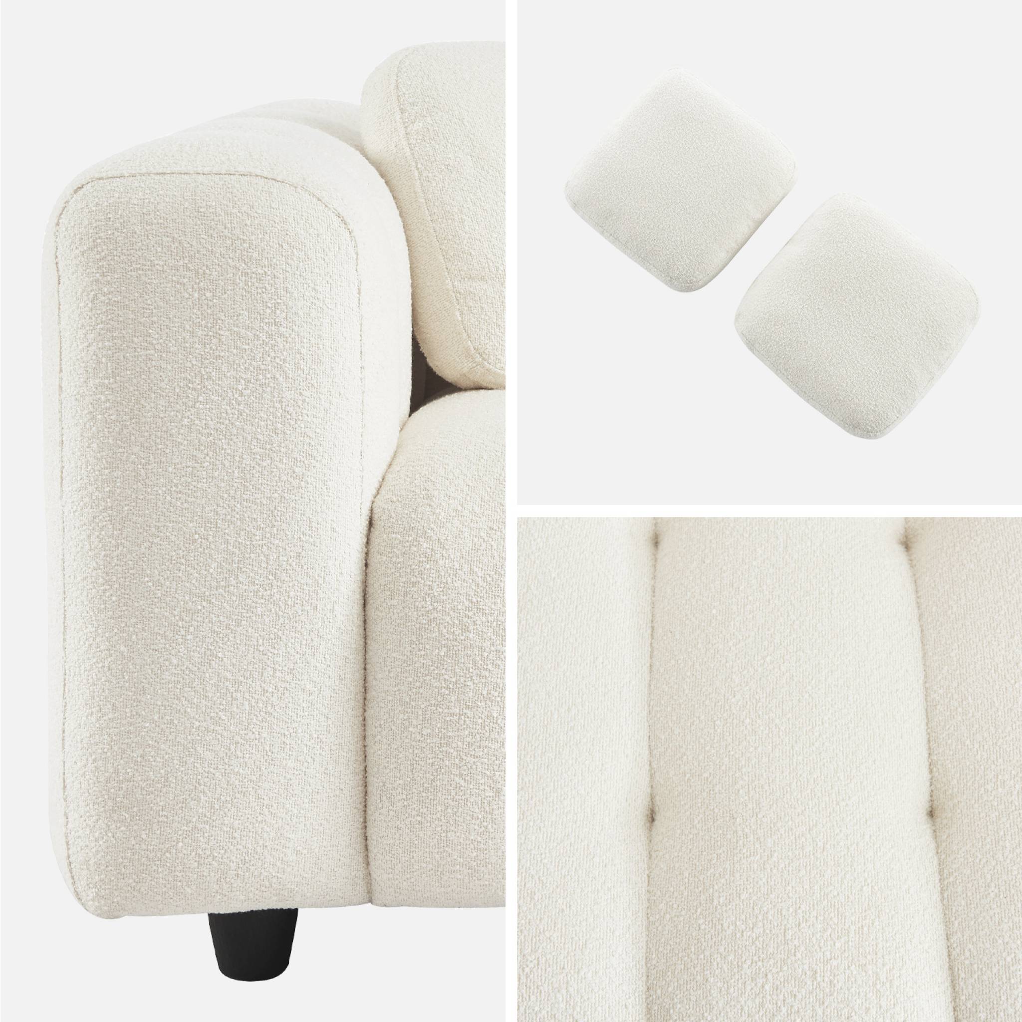 Divano a 2 posti, rivestito in tessuto bouclé testurizzato, bianco