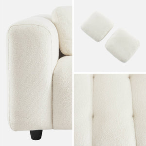 Divano a 2 posti, rivestito in tessuto bouclé testurizzato, bianco