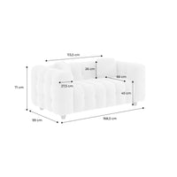 Divano a 2 posti, rivestito in tessuto bouclé testurizzato, bianco