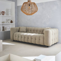 Divano rivestito in tessuto bouclé a 3 posti, beige