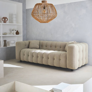 Divano rivestito in tessuto bouclé a 3 posti, beige