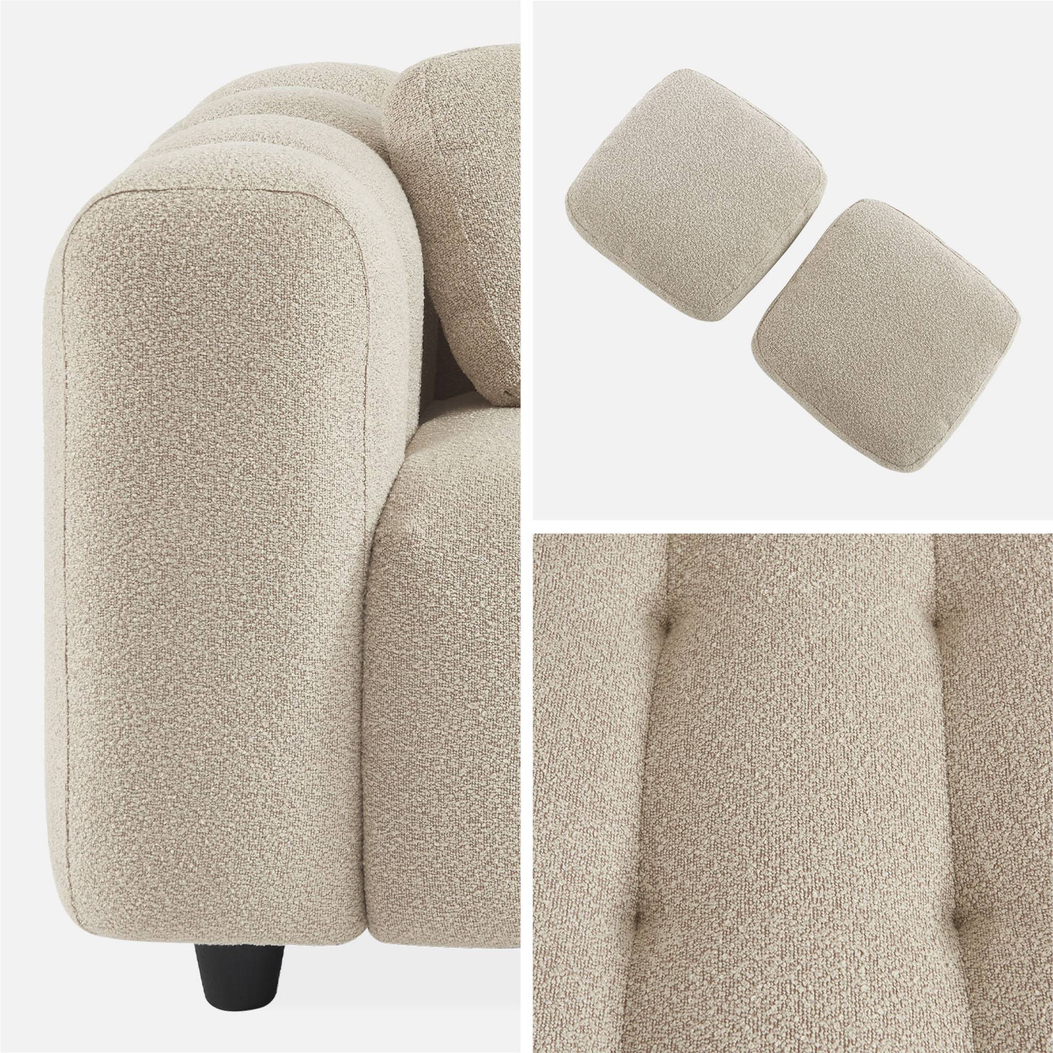 Divano rivestito in tessuto bouclé a 3 posti, beige