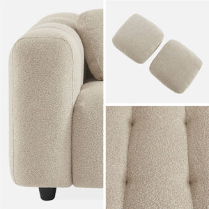 Divano rivestito in tessuto bouclé a 3 posti, beige
