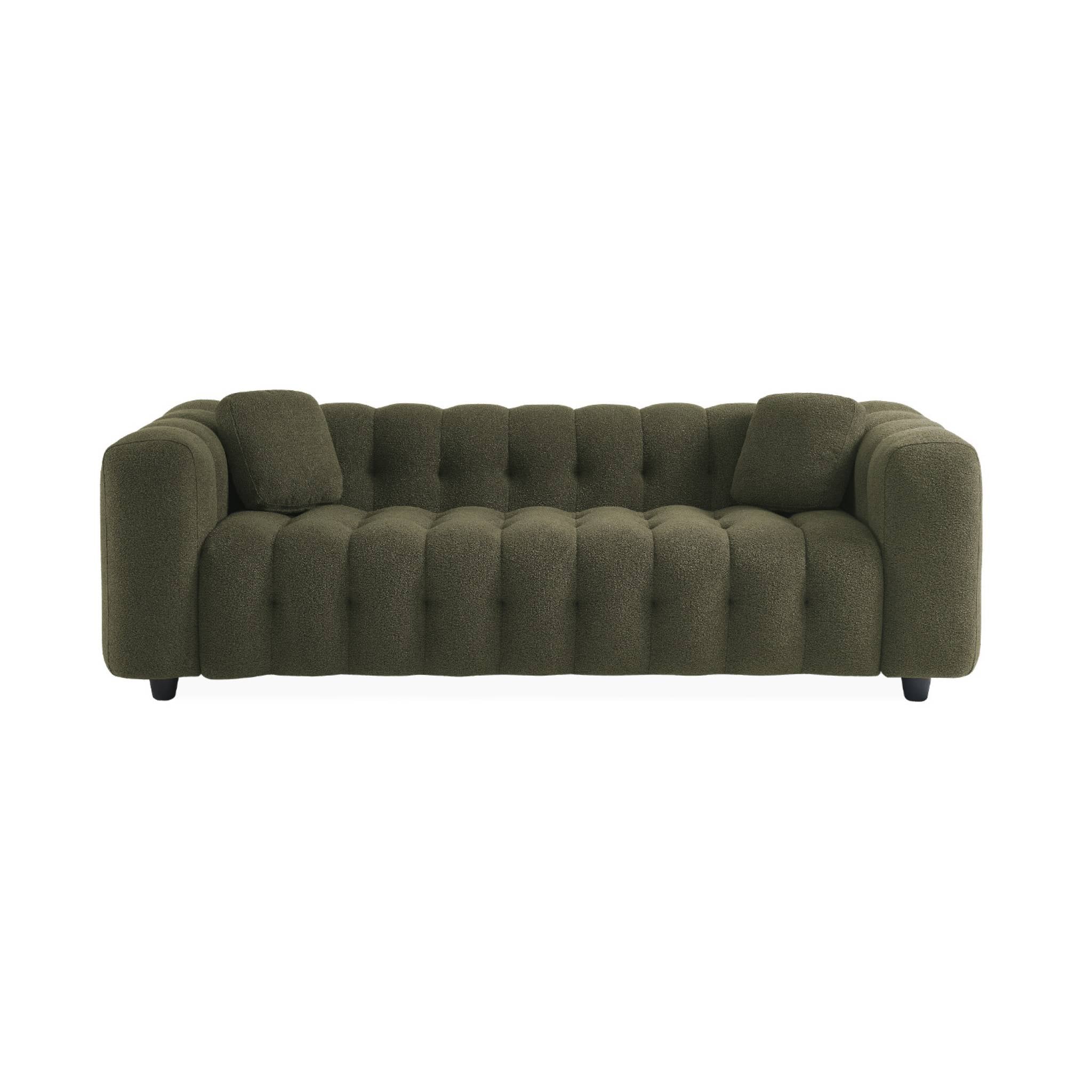 Divano rivestito in tessuto bouclé a 3 posti, kaki