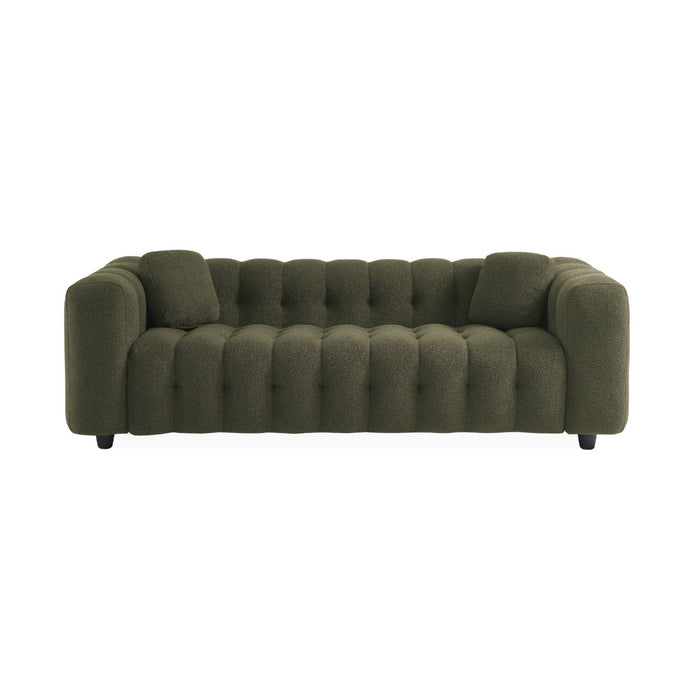Divano rivestito in tessuto bouclé a 3 posti, kaki