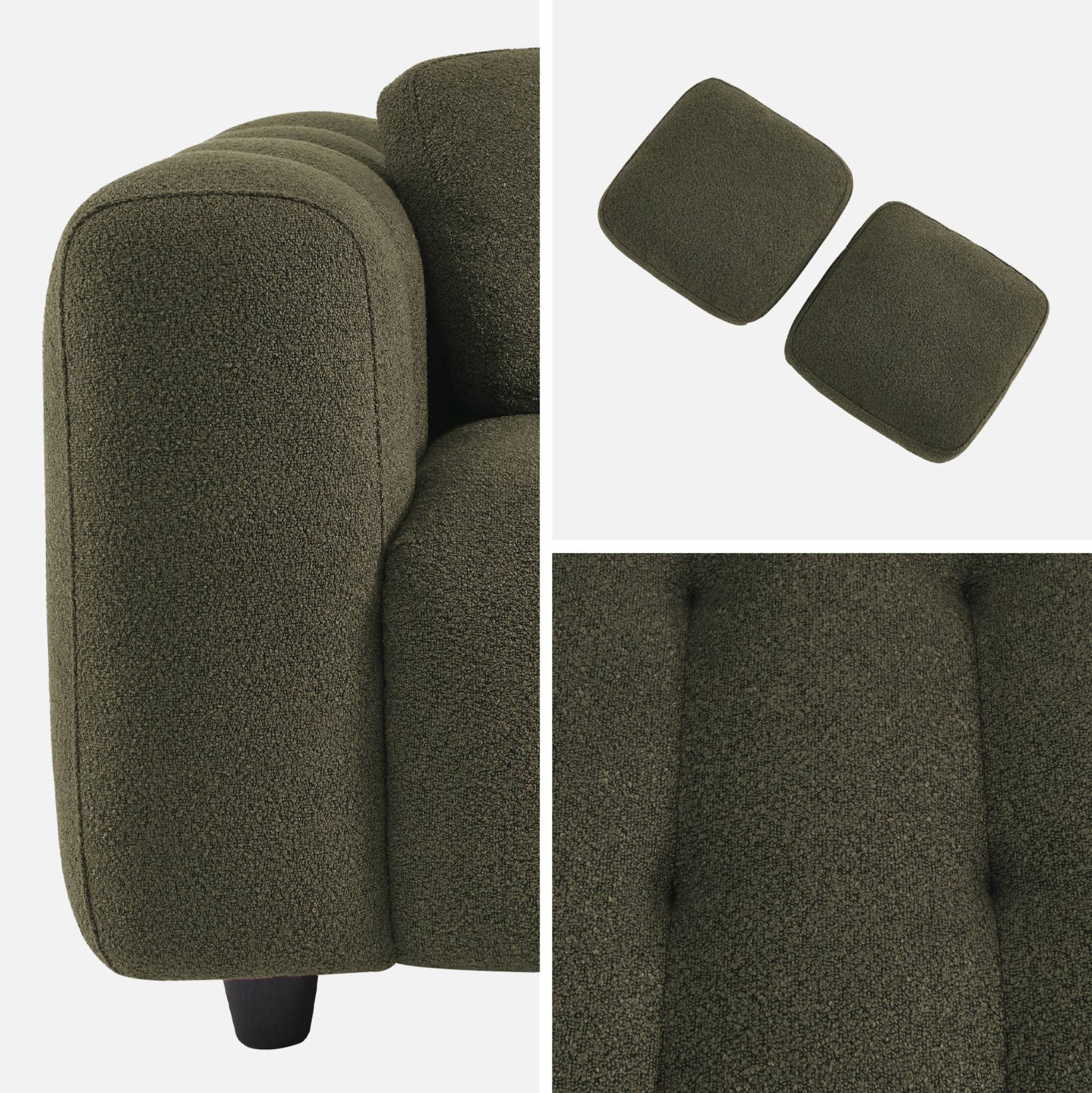 Divano rivestito in tessuto bouclé a 3 posti, kaki