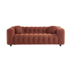 Divano rivestito in tessuto bouclé a 3 posti, terracotta