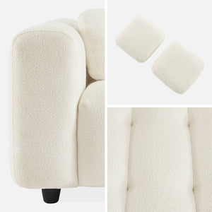 Divano rivestito in tessuto bouclé a 3 posti, crema