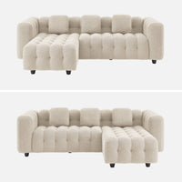 Divano angolare reversibile, in tessuto bouclé testurizzato, beige