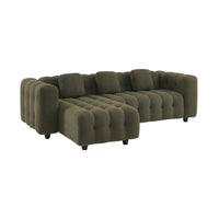 Divano angolare reversibile, in tessuto bouclé testurizzato, kaki