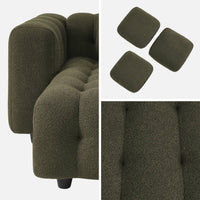 Divano angolare reversibile, in tessuto bouclé testurizzato, kaki