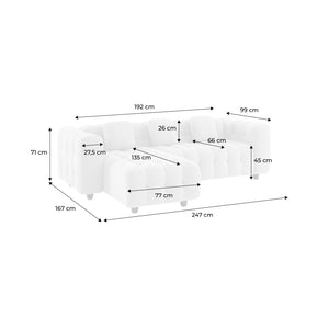 Divano angolare reversibile, in tessuto bouclé testurizzato, mostarda