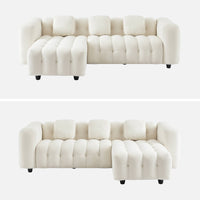 Divano angolare reversibile, in tessuto bouclé testurizzato, bianco